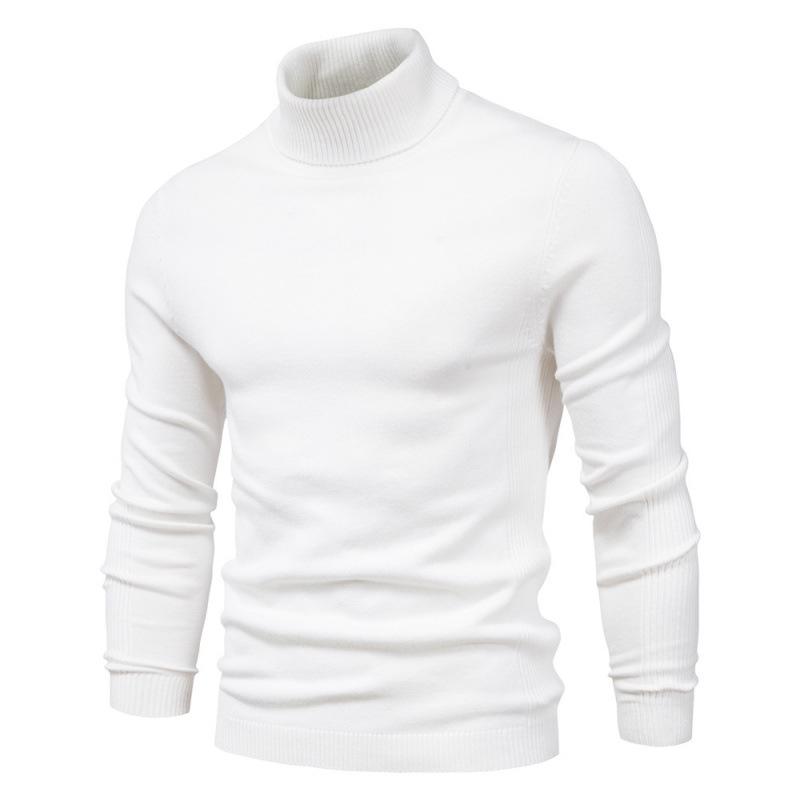 Men's High Collar Casual Knitted Pullover Sweater for Autumn and Winter