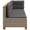 Garden Sofa with Cushions 3 Seater Grey Poly Rattan