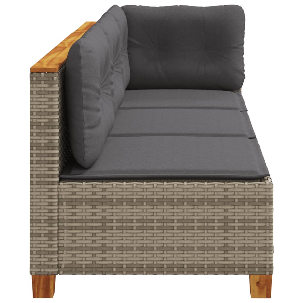 Garden Sofa with Cushions 3 Seater Grey Poly Rattan