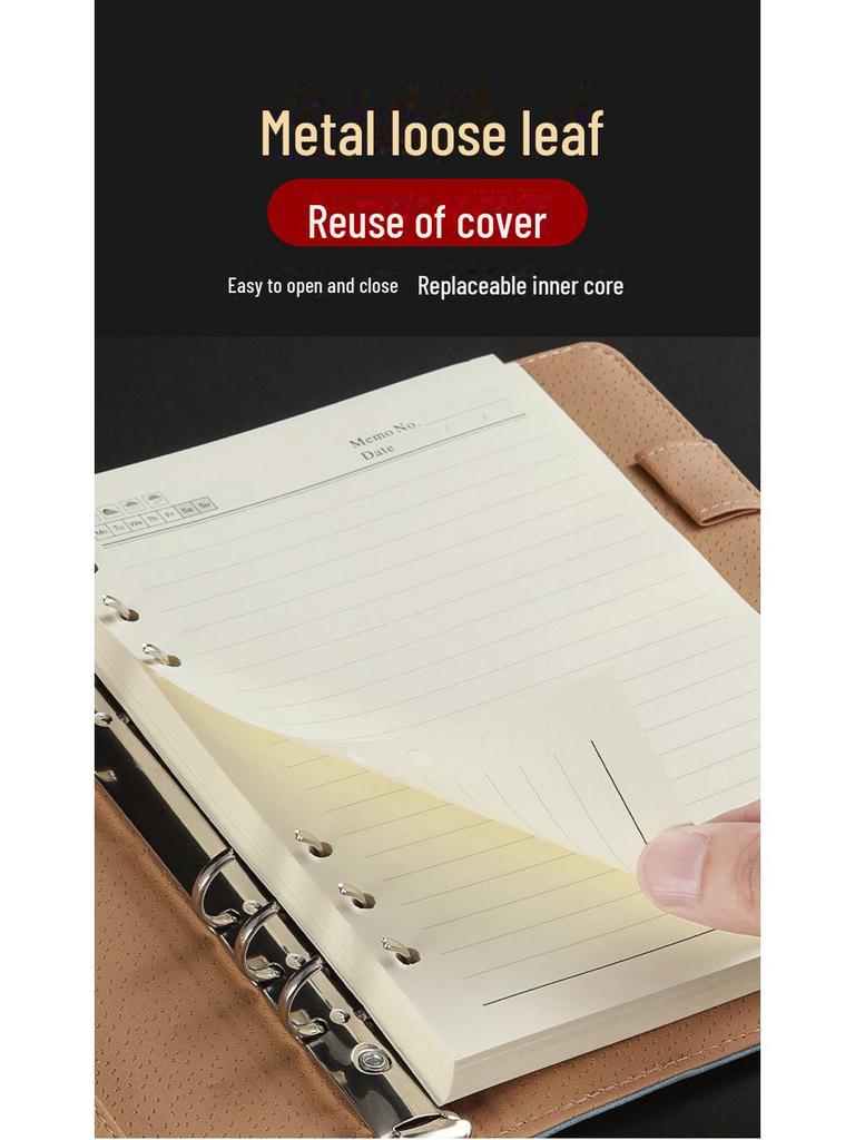 Business Leather A5 Notebook - Detachable Loose-Leaf for Office Meetings and Sales Contracts