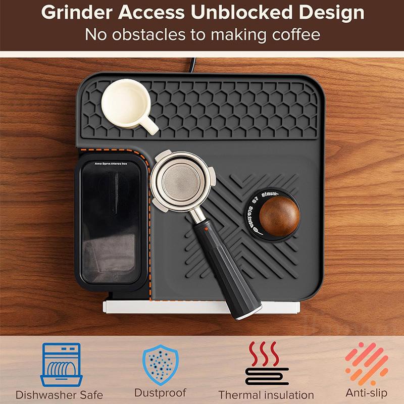 Silicone Coffee Mat Set for Espresso Machine Non Slip Coffee Machine Top Mat Cover Tamping Station Pad Home Kitchen Mat Tools