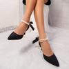 2025 String Bead Ladies High Heels Ankle Strap Pumps Pointed Toe High Heels Women's Sandals Banquet Party Shoes Elegant Stiletto