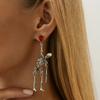 Salircon Gothic Exaggerate Skeleton Pendant Earrings for Women Punk Silver Color Skeleton Dangle Earring Halloween Party Jewelry