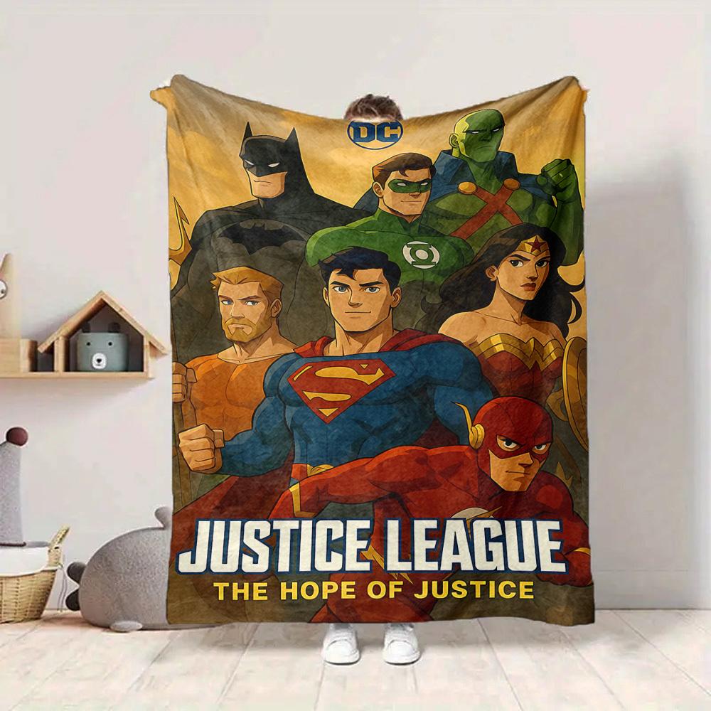1pc Superheroes Justice Flannel Throw Blanket Lightweight Soft Warm All Season Blanket for Sofa, Bed, Travel,L1028114
