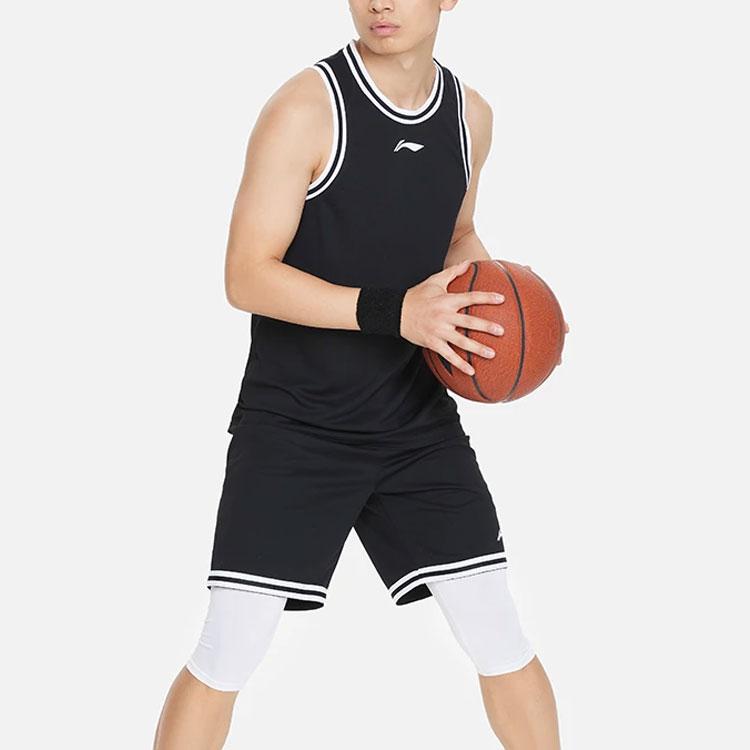 Li Ning Sports Basketball Series Competition Training Basketball Suit Set Men sportswear Black AATS003-6