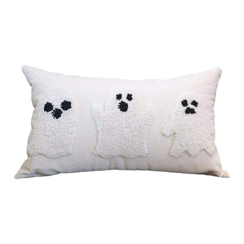 

Spooky Wight Embroidery Pillowcase Halloween Themed cushions Cover cozy Accent Various Sizes Machine Washable 30x50cm