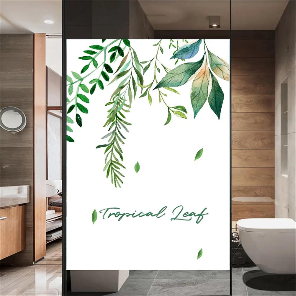 Static Cling Decorative Windows Film Privacy Plant Leaves Stained Glass Window Stickers Window Tint 67