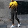 2023 Men High Quality Long Sleeve Set For Man Fashion Summer Design Printed T-Shirt Long Pants 2Pcs Outfit Clothing Sport Suit