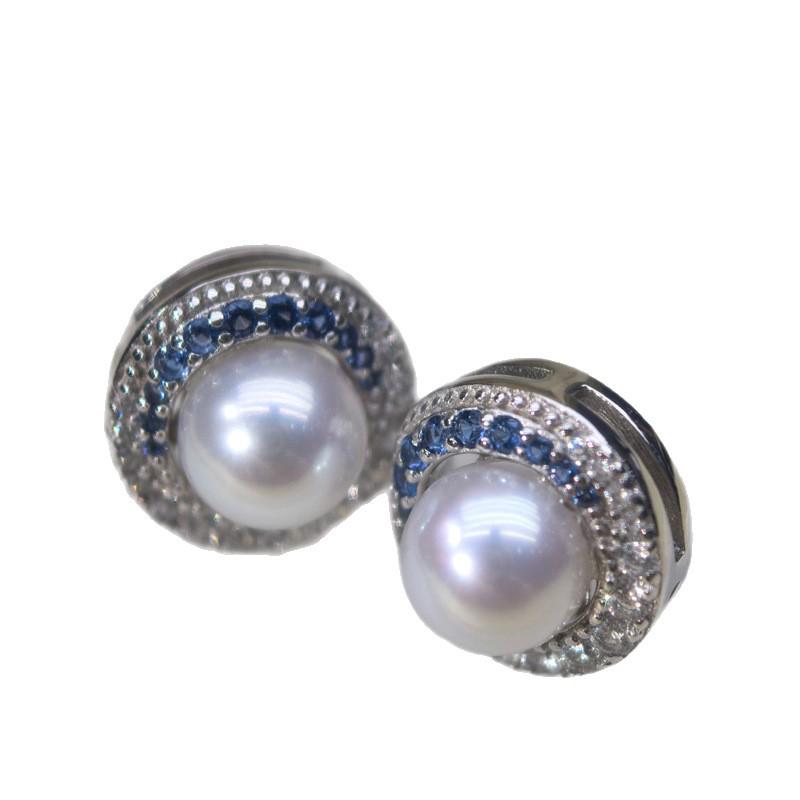 Natürliche Süßwasserperlen & Farbverlauf Saphir Sonnenblumen Ohrstecker - Exquisiter High-End Schmuck