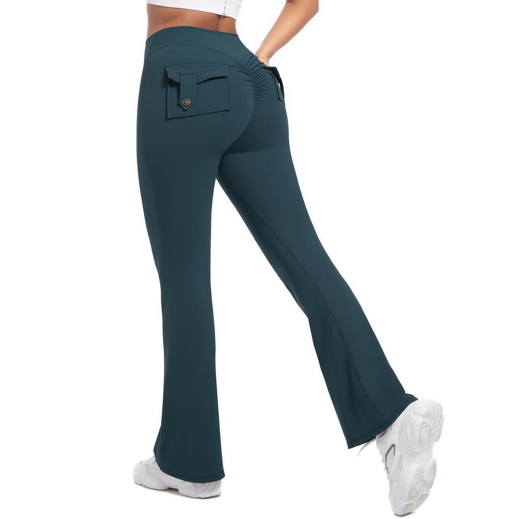 Damen High Waist Peach Cargo Leggings: Elastische, Hüfthebende, Schnelltrocknende Yogahose zum Laufen und für Fitness
