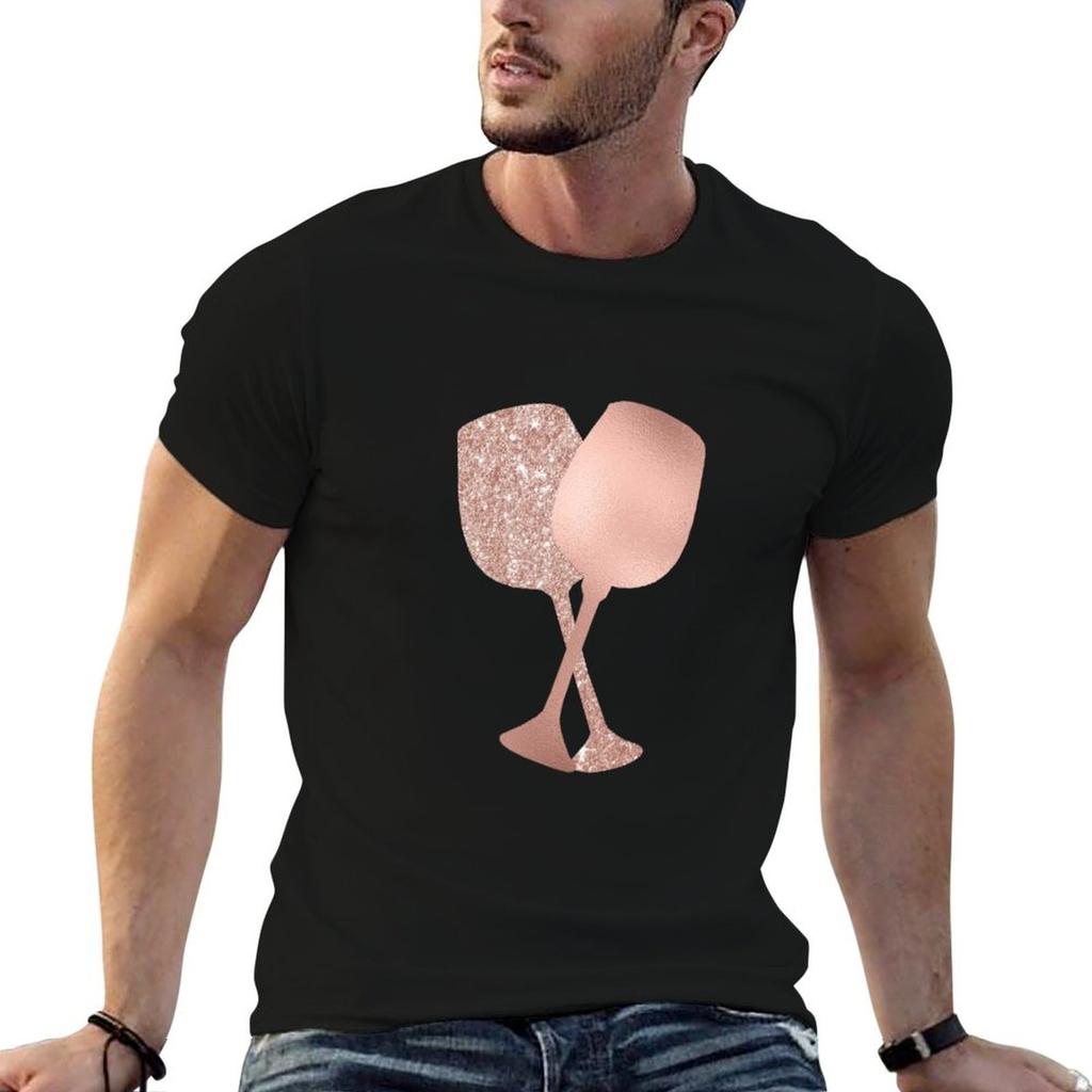 Rose Gold Girly Wine Glasses T-Shirt Sport Basic T-Shirt