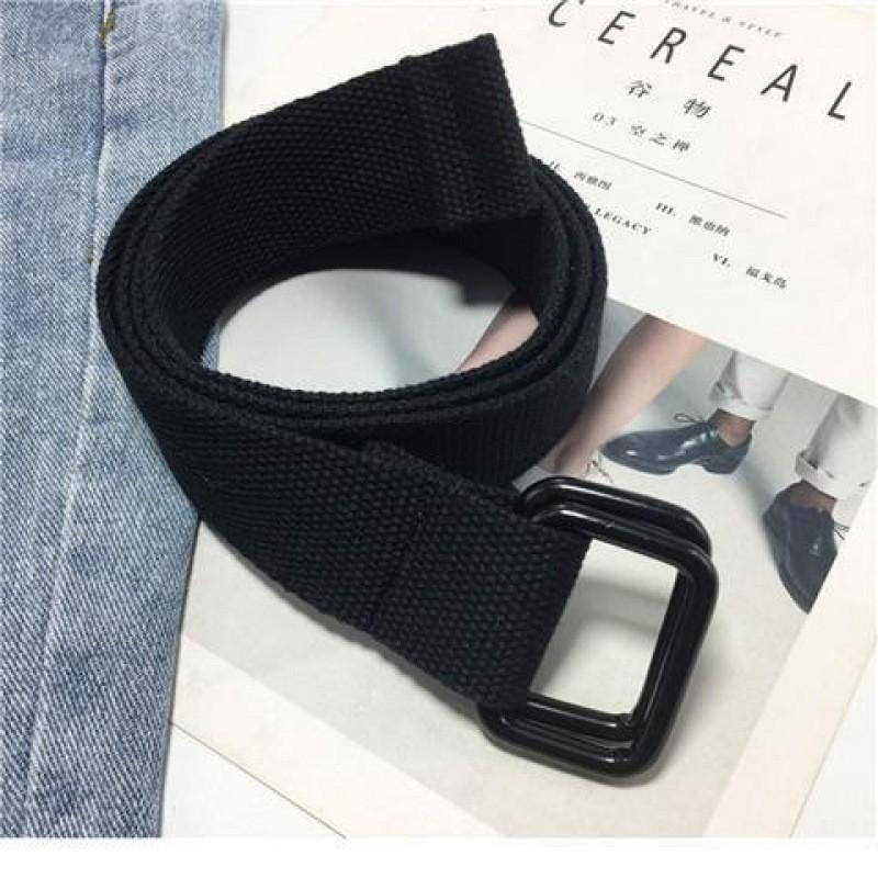 

Модный фиолетовый холщовый ремень для студентов с уникальной пряжкой с двойным кольцом для моды Black