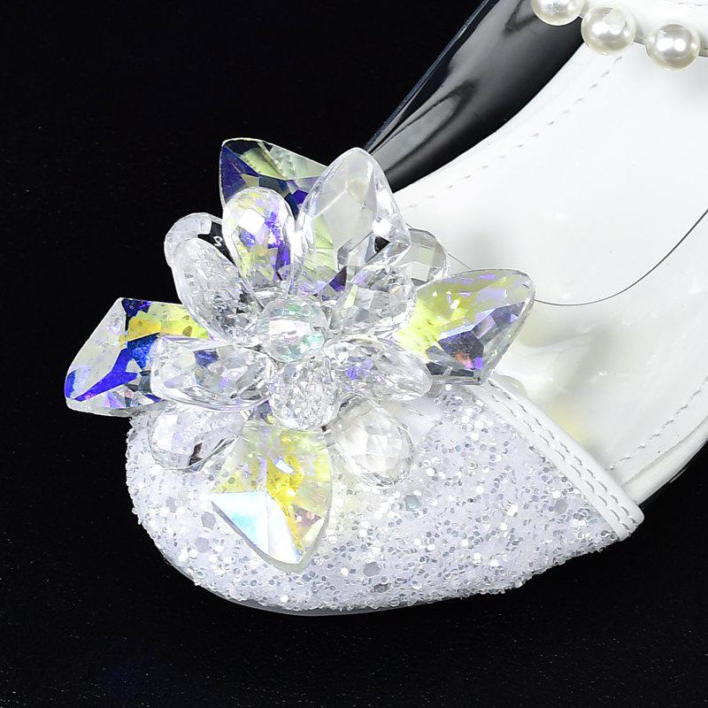 White Crystal Princess High Heels - Girls' Soft Sole Performance Shoes
