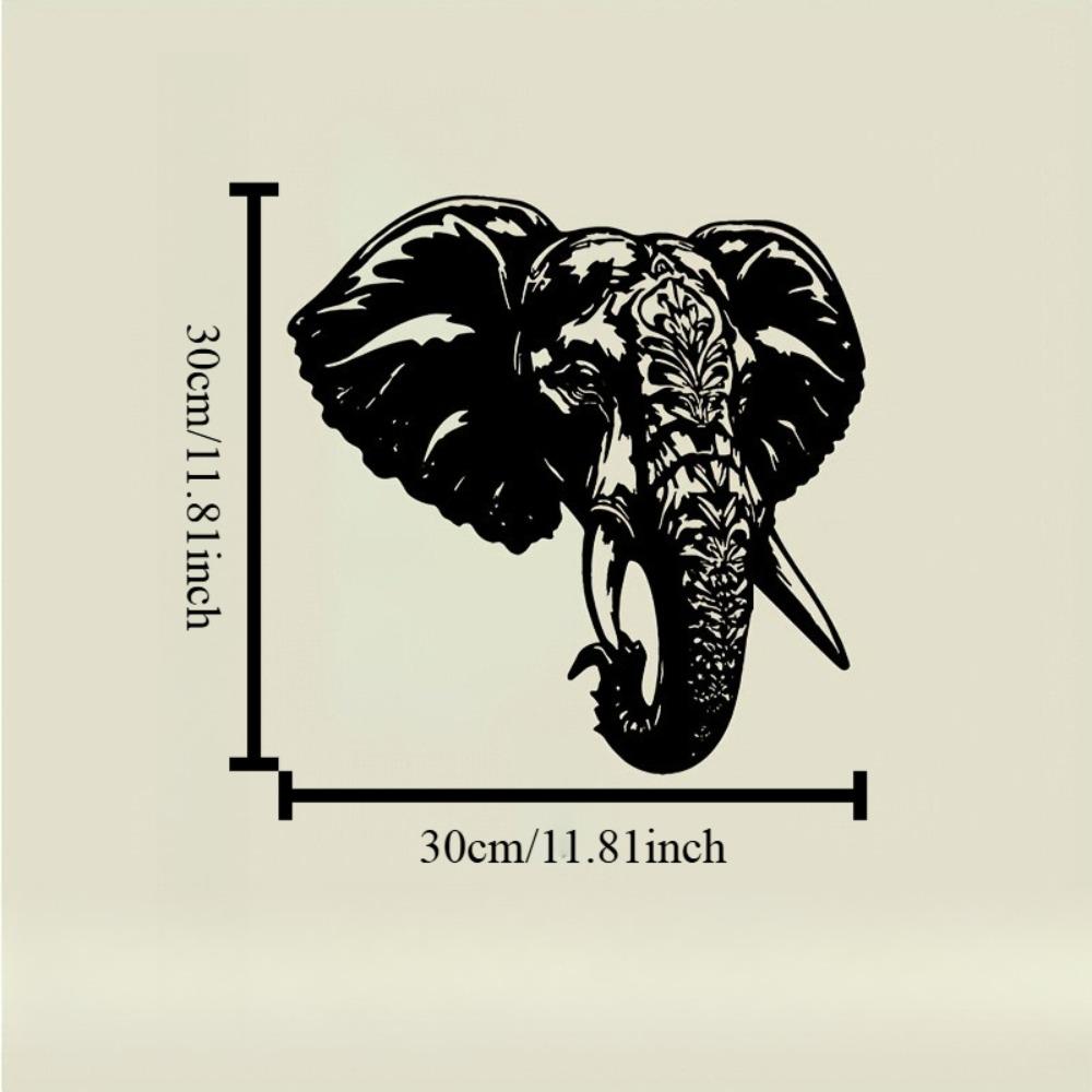 Metal Elephant Head Wall Art, Tusked Design, Black Decor for Living Room Bedroom Bar, Minimalist Home Gift