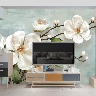 Schöne 3D-Blumentapete für Schlafzimmer, moderne Blumen-Wandbilder, trendiges Büro, dekoratives Wohnzimmer, TV-Hintergrund, großes Wandbild