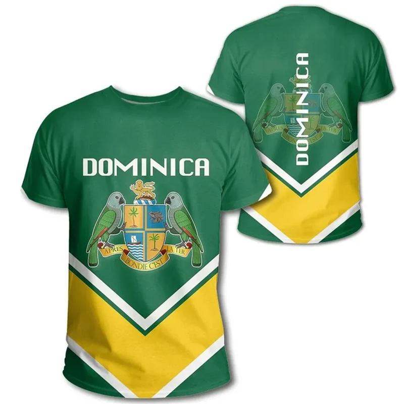 Dominica Coat Of Arms 3D Printing T Shirt The Commonwealth Of Dominica Flag Map Graphic Tee Shirts Casual Mens Clothing T-shirts