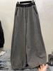 Winter Thick Sickle Pants Women High Waist Streetwear Patchwork Straight Pants Y2K Loose Casual Drawstring Wide Leg Trousers