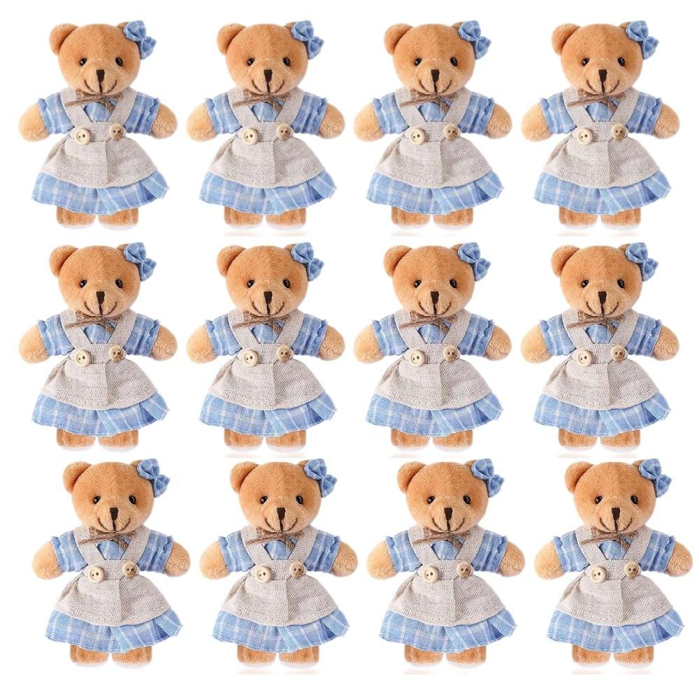 12-48PCS Mini Bear Stuffed Animal Toys Bulk 10cm Soft Plush Bears with Burlap Clothes for Baby Shower Birthday Party Decoration
