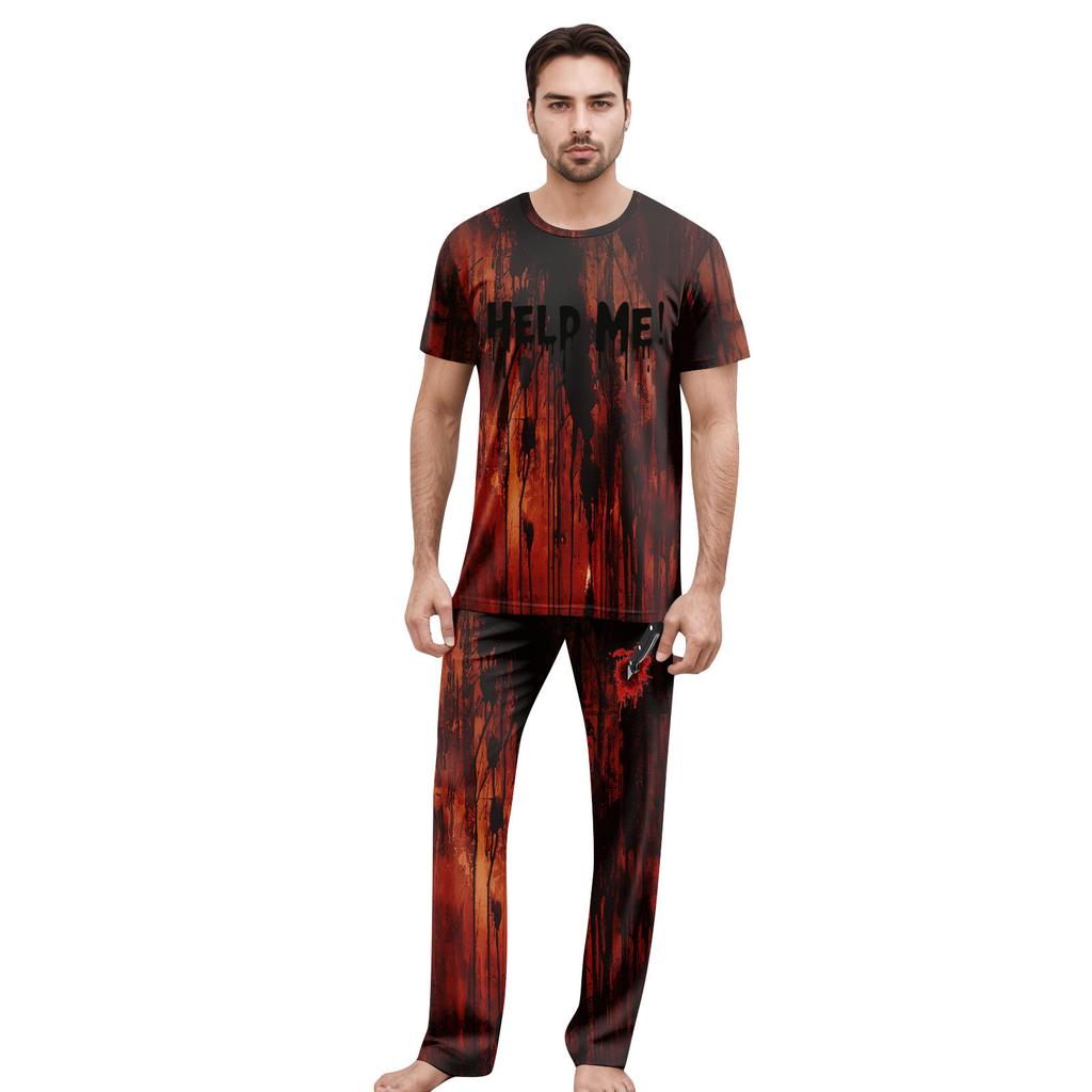 Print Cute Family Set Pajamas, Home Clothes, Family Set short Sleeve Top Pants Set