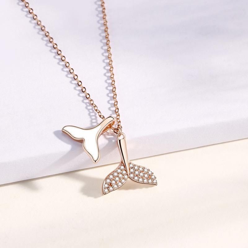 Zeemeerminstaart Ketting Dames Persoonlijkheid Lamp Luxe Mode High-End Diamant Epoxy Vissenstaart Sieraden Premium