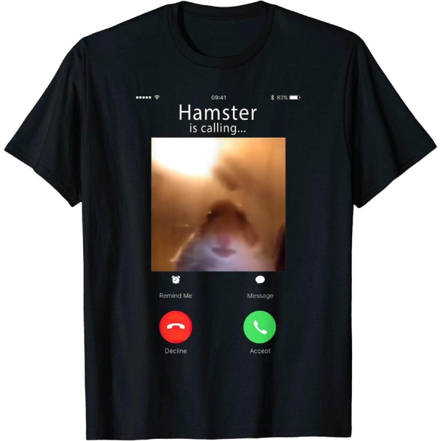 FLYEHI dank Мем Хомяк Смотрит в Переднюю Камеру Хомяк Звонит Подарок Футболка XXXXXL разноцветный