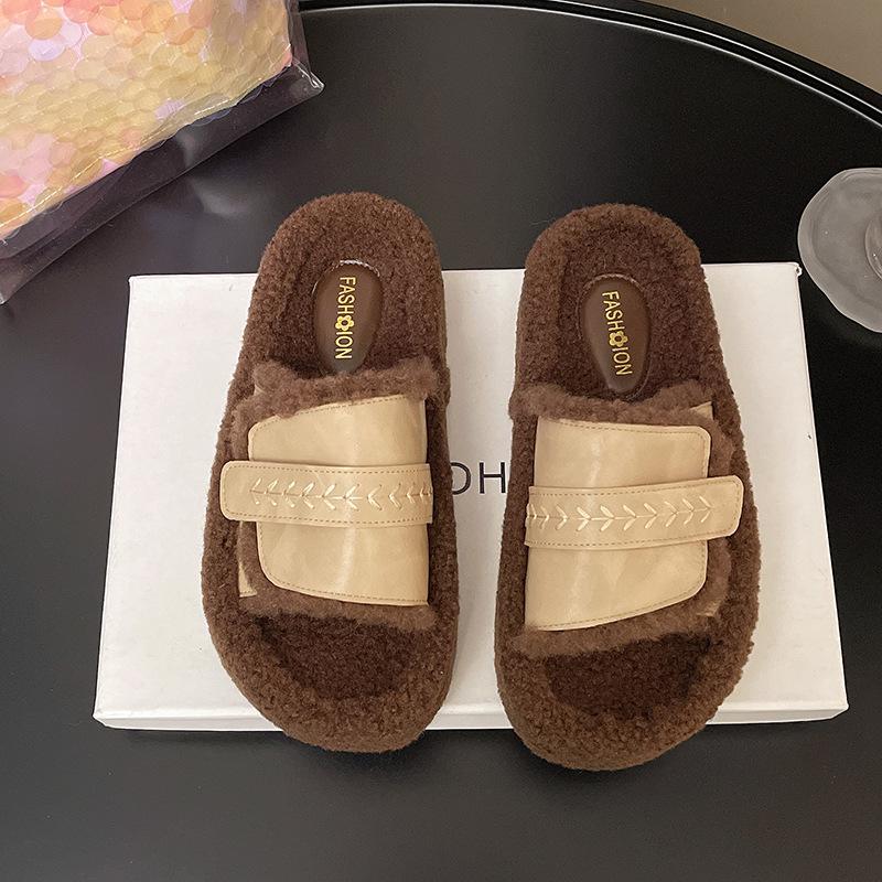 

Wear premium French Boken Velcro casual wool mop 2025 autumn and winter new lamb wool one-word cotton mop 35