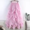Gonna Lunga in Tulle Tutù per Donna Estate Estetica Coreana Carina Rete Irregolare Vita Alta Maxi Gonna Femminile