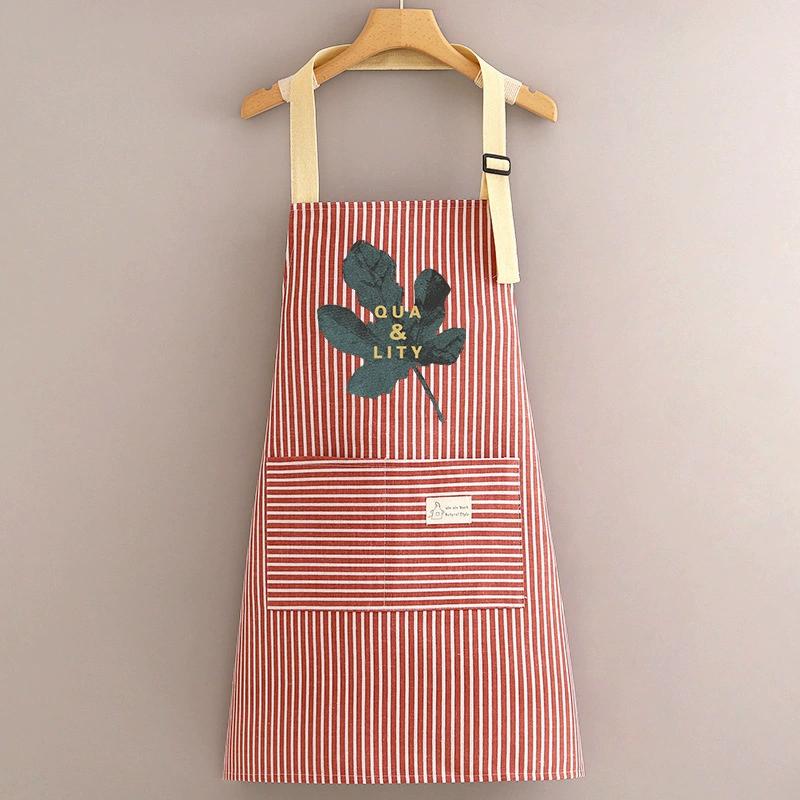 Cotton and Linen Long-sleeved Apron Kitchen Home Breathable Anti-fouling Cooking Apron Smock for Women