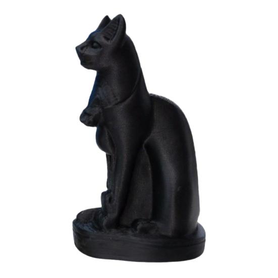 3D Printed Egyptian Cat Goddess Figurine, Vintage Gothic Dark Style Statue, Matte Black & Terracotta Orange Ornament, Mini Craft for Home Office