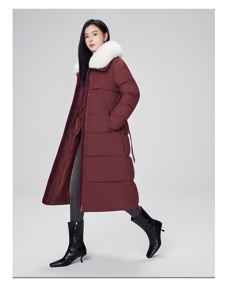 Women’s Long Fur Lapel Windproof Thicken Warm Winter Jacket
