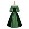 Medieval retro contrasting color slim-fitting skirt flying sleeves big swing skirt one-word shoulder dress women's clothing performance