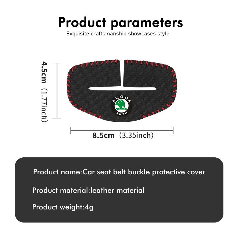 BHBD3 Car Seat Belt Buckle Cover Leather Protector Anti-collision Case For Skoda Kodiaq Fabia Kamiq Karoq Octavia 2 3 Rapid Scala
