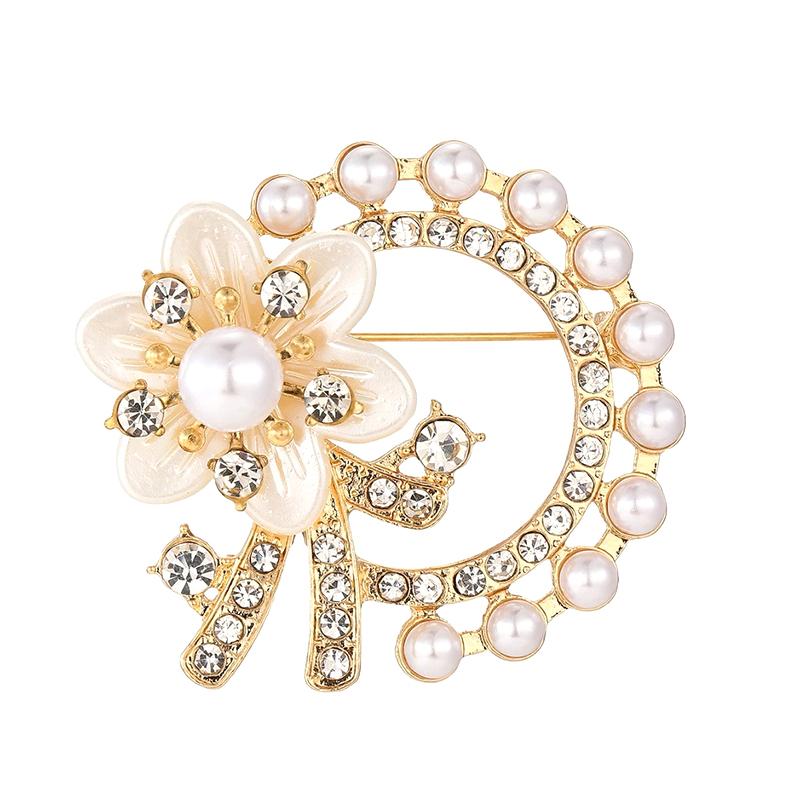 French Elegant Crystal Pearl Brooch Fashion Clothes Corsage Accessory For Women