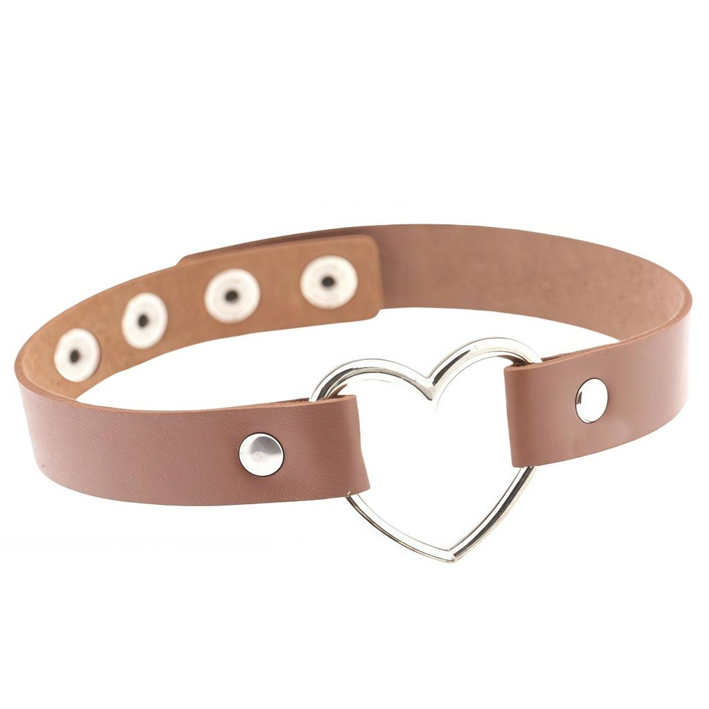Eco-friendly PU Leather Four-buckle Harajuku Punk Style Love Collarbone Chain Peach Heart Collar Neck Strap Women's Necklace Choker Neck Chain