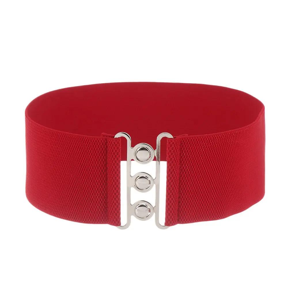 2026 New Women Fashion Wide Elastic Belt Metal Buckle Cinch Waistband Ladies Dress Waist Band Cummerbands Casual Stretch Belt