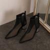 Fashion Women Summer Ankle Boots Mesh Cut Out Hollow Pointed Toe Bootie Shoes Female Thick High Heel Sandals Fashion Women Cool Boots