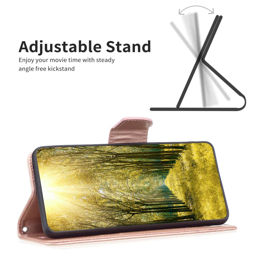 Wallet Stand Case for Xiaomi Redmi Note 12 4G Butterfly Imprinted Leather Phone Cover with Strap