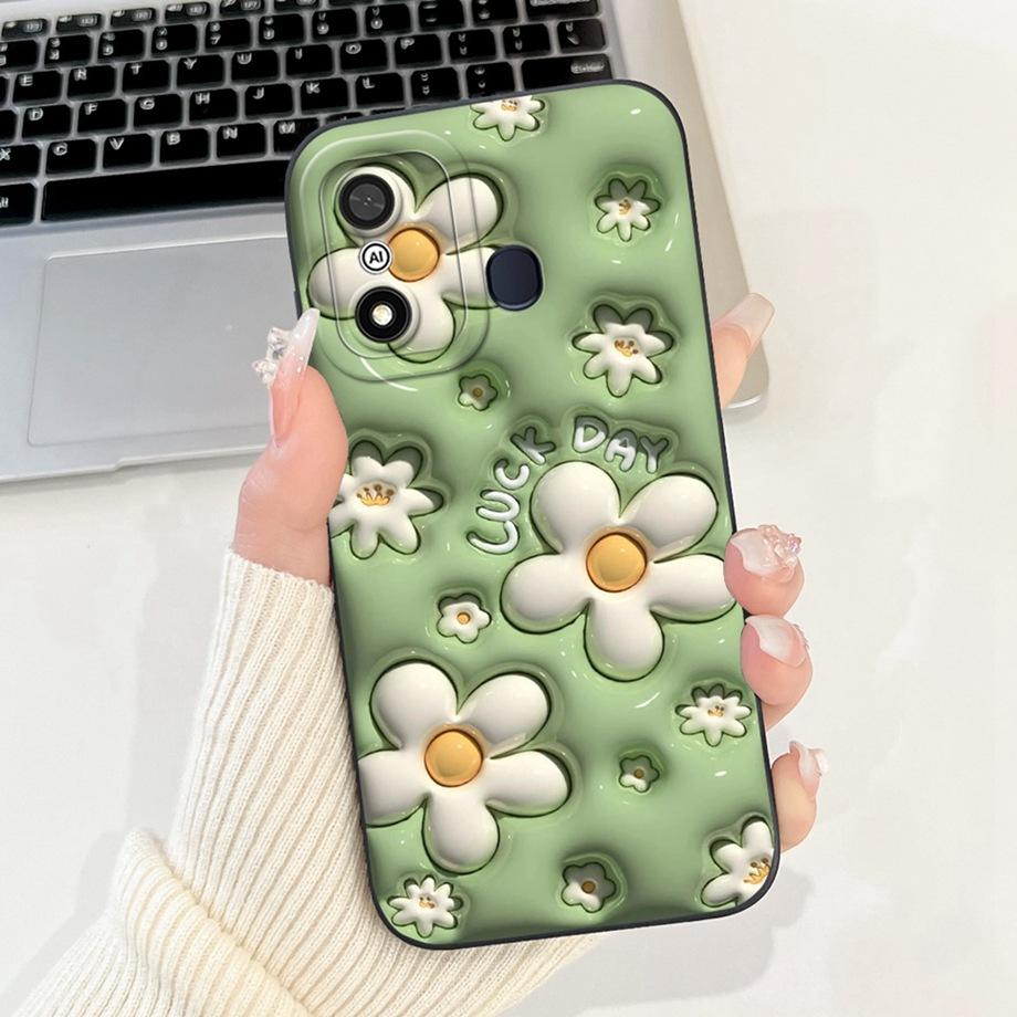 For Itel A27 A48 A25 A35 A48 A60 A60s A70 A04 Case Aesthetic Cartoon Panda Rabbit Pattern Camera Protection Matte Soft Cover