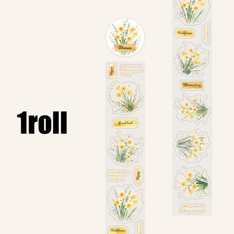 

1 Roll Floral Bouquet Die-Cut Washi Tape For Scrapbooking DIY For Office Photo Frames Cup Stationery Boxes Diary Back To School