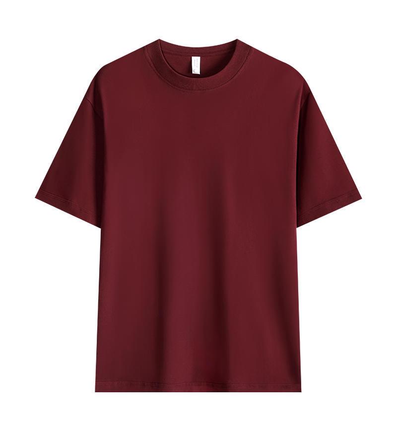 Men's 240G Heavyweight Cotton Round Neck Solid Color Short Sleeve T-Shirt