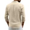 New Men's Solid Color Long Sleeve Shirt Linen Cotton Shirts Trend Plus-size Lapel Collar Casual Lightweight Beach Tops