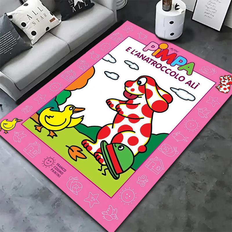 Pimpa Teppich für Wohnzimmer Schlafzimmer Zuhause Sofadekoration, Rutschfeste Bodenmatte für Kinder zum Spielen