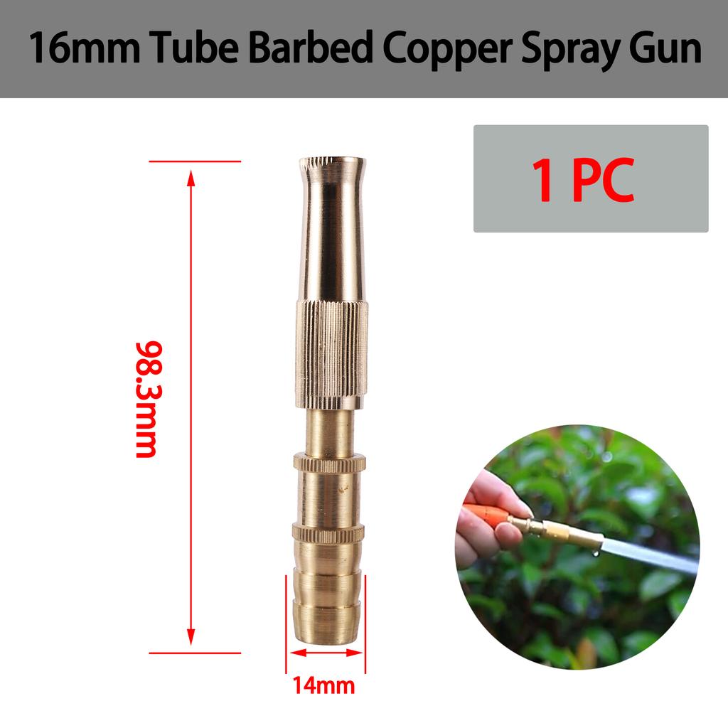 16mm Brass/Aluminum Alloy High Pressure Adjustable Direct Spray Water Car Wash Gun Nozzle Sprinkler for Watering Plants Cleaning