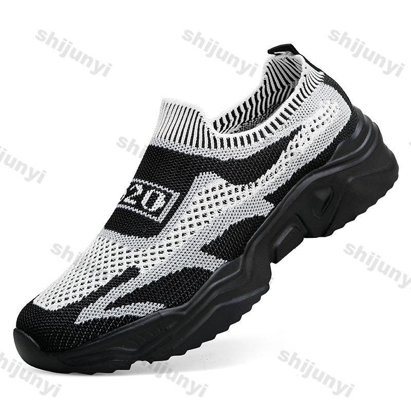 Fashion Couple Sneakers Soft Sole Non Slip Men Sports Running Shoes Fashion Fly Weave Slip on Breathable Comfortable Women Casual Shoes