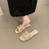 Women's outer wear 2025 summer new soft-bottomed one-word fairy versatile pearl beach drag Xiaoxiangfeng flat-bottomed slippers