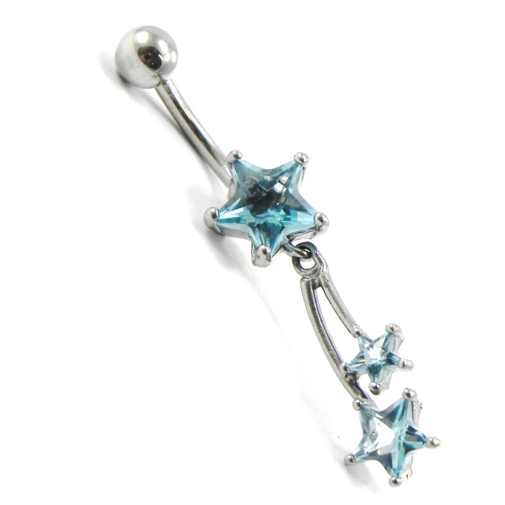 Les Trésors De Lily [I1392] - Piercing do těla s tyrkysovými motivy „padajících hvězd“