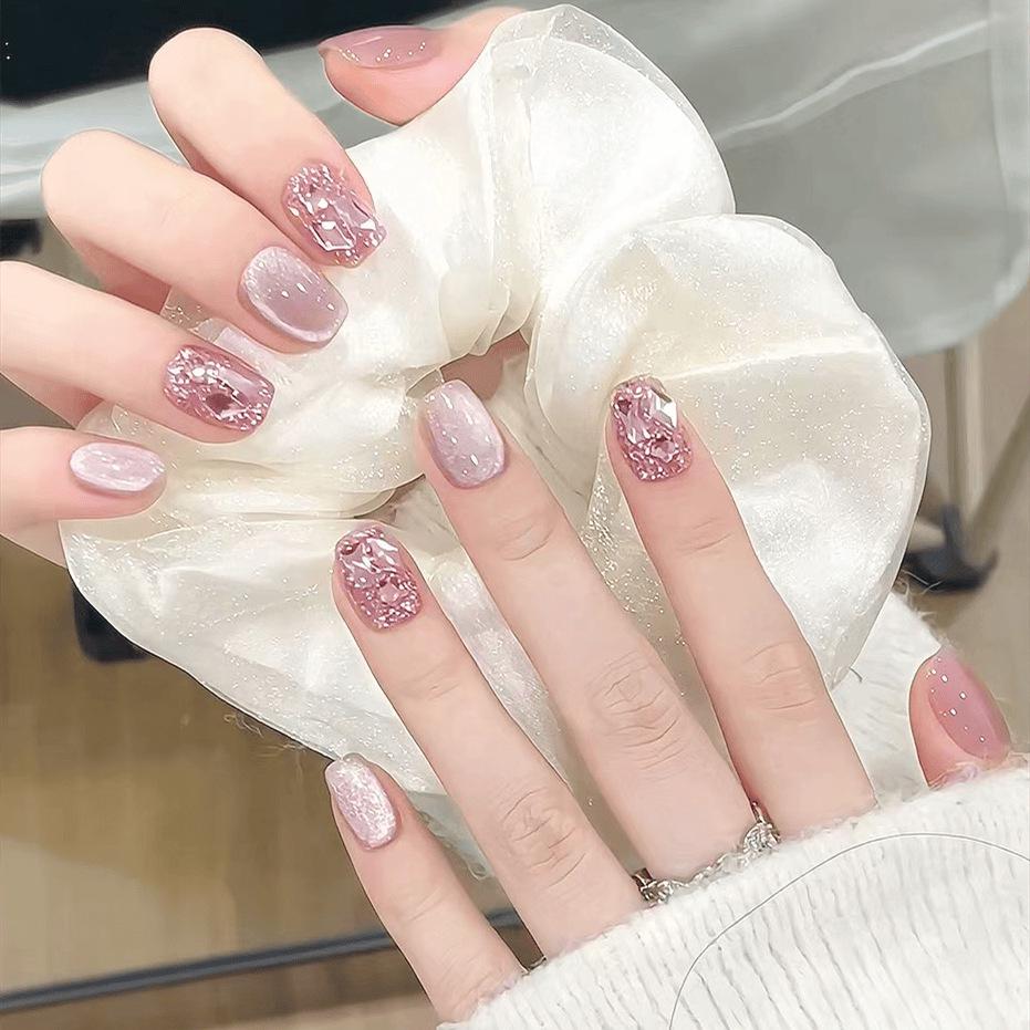 French Bow Press-On Student Nails: Handmade Short, Gentle Daily Wear