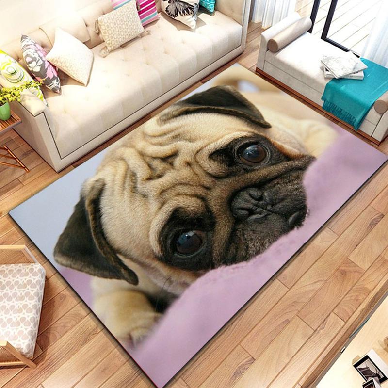 Lovely Pug Dog Water Absorption Anti-Slip Door Mat Cartoon Cute Animal Carpets Bedroom Rugs Decorative Stair Mats Home Decor