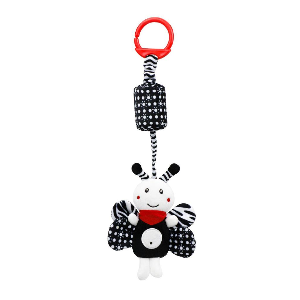 BBSKY Black & White Baby Stroller Mobile: Rabbit, Bee, Bird & Dog Plush Hanging Ornaments 