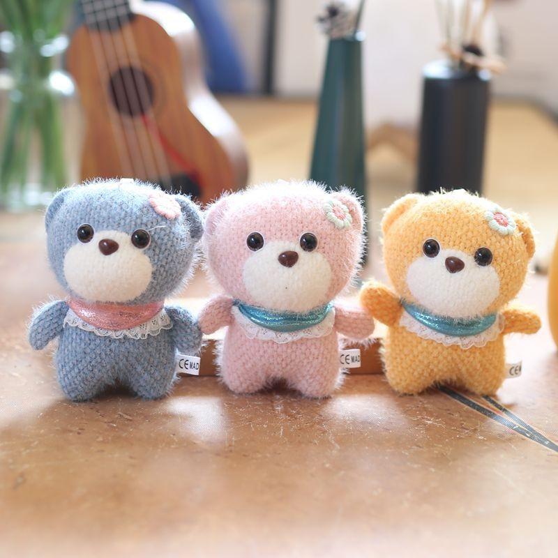 Adorable Cute Knitted Bear Plush Toy Keychain Doll Charming Cartoon Bag Pendant